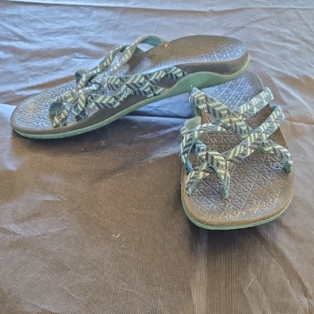 Chaco Blue and Black Strappy Sandals
